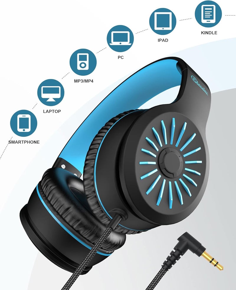 ELECDER i45 Headphones Wired, On-Ear Kids Headphones with 1.5M No-Tangle Cord, Foldable Portable Stereo 3.5mm Headset for School Kids Teens, Smartphones Tablet Computer Laptop, Airplane Travel, Black - Image 5